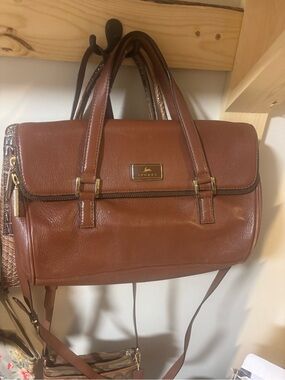 Aubrey Brown Leather Satchel- large . See pics for purple stain inside